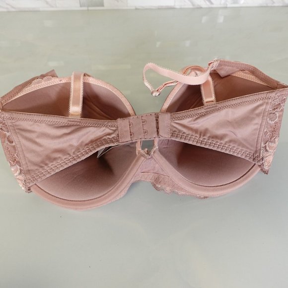 Adore Me Bra 34DD Underwire Lace Push Up Padded Sheer Pink Full Coverage Stretch - Picture 6 of 8